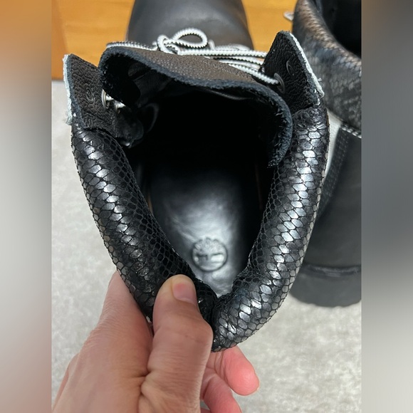 Timberland Men's Premium 6" Black Boots Social Scene black white leather size 11 - Picture 6 of 13